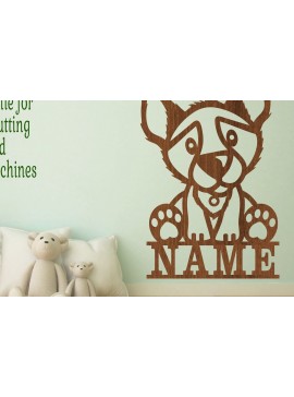 Intra απο ξύλο plywood  Χρώμα wenge 3mm-4mm πάχος - Cute Dog name Sign Art Δίασταση 30x20 cm INTRAFABR-102067926