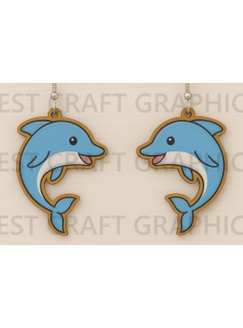 Σετ των 3 Intra απο ξύλο plywood  Χρώμα wenge 3mm-4mm πάχος - Χαριτωμένα σκουλαρίκια Dolphin Δίασταση 3x3 cm INTRAFABR-123620833