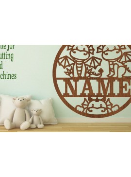 Intra απο ξύλο plywood  Χρώμα wenge 3mm-4mm πάχος - Cute Dragons Όνομα Σήμα Art Δίασταση 30x20 cm INTRAFABR-115755682