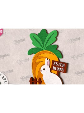 Σετ των 2 Intra απο ξύλο plywood  Χρώμα wenge 3mm-4mm πάχος - Χαριτωμένο πασχαλινό ντεκόρ τοίχου με λέιζερ Δίασταση 15x15 cm INTRAFABR-109520985