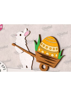 Σετ των 2 Intra απο ξύλο plywood  Χρώμα wenge 3mm-4mm πάχος - Χαριτωμένο πασχαλινό ντεκόρ τοίχου με λέιζερ Δίασταση 15x15 cm INTRAFABR-102310154