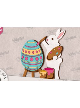 Σετ των 2 Intra απο ξύλο plywood  Χρώμα wenge 3mm-4mm πάχος - Χαριτωμένο πασχαλινό ντεκόρ τοίχου με λέιζερ Δίασταση 15x15 cm INTRAFABR-104274166