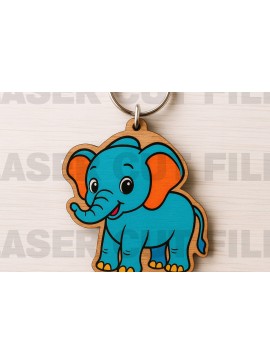 Σετ των 2 Intra απο ξύλο plywood  Χρώμα wenge 3mm-4mm πάχος - Cute Elephant Keychain Δίασταση 4x4 cm INTRAFABR-97405381