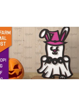 Intra απο ξύλο plywood  Χρώμα wenge 3mm-4mm πάχος - Cute Farm Animal Ghost Δίασταση 30x20 cm INTRAFABR-101757471