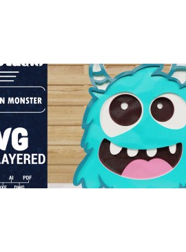 Intra απο ξύλο plywood  Χρώμα wenge 3mm-4mm πάχος - Χαριτωμένο Halloween Monster 3D Papercut Δίασταση 1500x1500 cm INTRAFABR-99049896