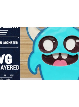 Intra απο ξύλο plywood  Χρώμα wenge 3mm-4mm πάχος - Χαριτωμένο Halloween Monster 3D Papercut Δίασταση 1500x1500 cm INTRAFABR-99049902