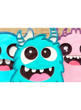 Intra απο ξύλο plywood  Χρώμα wenge 3mm-4mm πάχος - Χαριτωμένο Halloween Monster 3D Papercut B Δίασταση 1500x1500 cm INTRAFABR-98987422