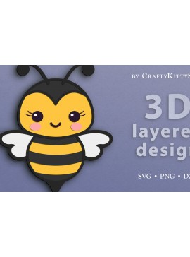 Intra απο ξύλο plywood  Χρώμα wenge 3mm-4mm πάχος - Cute Honey Bee 3D Layered Cut Δίασταση 30x20 cm INTRAFABR-116465873