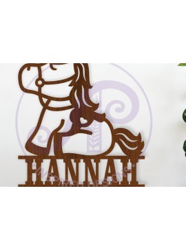 Intra απο ξύλο plywood  Χρώμα wenge 3mm-4mm πάχος - Χαριτωμένο σημάδι ονόματος αλόγου Δίασταση 30x20 cm INTRAFABR-101251685