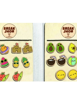 Σετ των 3 Intra απο ξύλο plywood  Χρώμα wenge 3mm-4mm πάχος - Χαριτωμένα σκουλαρίκια Kawaii Fruit Stud Δίασταση 3x3 cm INTRAFABR-70049163