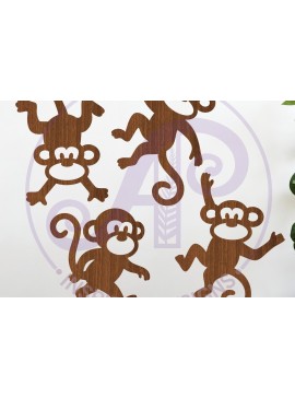 Intra απο ξύλο plywood  Χρώμα wenge 3mm-4mm πάχος - Cute Monkey Silhouette Κοψίματα λέιζερ 2 Δίασταση 30x20 cm INTRAFABR-113924376