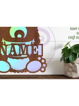 Intra απο ξύλο plywood  Χρώμα wenge 3mm-4mm πάχος - Cute Monster Name Design Sign 2 Δίασταση 30x20 cm INTRAFABR-28457684