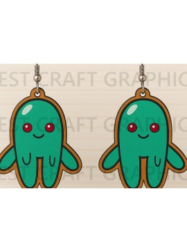 Σετ των 3 Intra απο ξύλο plywood  Χρώμα wenge 3mm-4mm πάχος - Χαριτωμένα σκουλαρίκια χταπόδι Cut Δίασταση 3x3 cm INTRAFABR-115098591