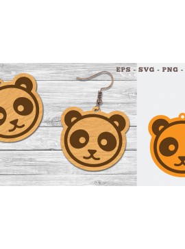 Σετ των 3 Intra απο ξύλο plywood  Χρώμα wenge 3mm-4mm πάχος - Χαριτωμένα σκουλαρίκια με λέιζερ Panda Design Δίασταση 3x3 cm INTRAFABR-77677265