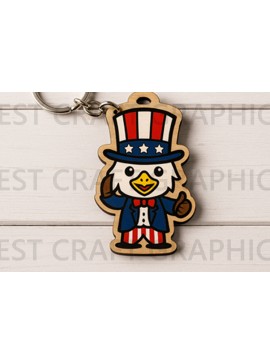 Σετ των 2 Intra απο ξύλο plywood  Χρώμα wenge 3mm-4mm πάχος - Μπρελόκ Cute Patriotic Eagle Δίασταση 4x4 cm INTRAFABR-77677300
