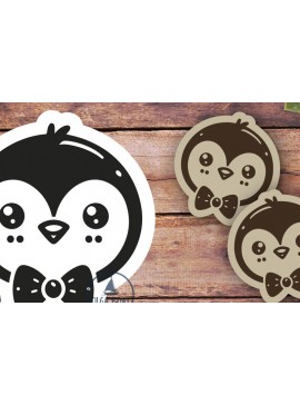 Σετ των 3 Intra απο ξύλο plywood  Χρώμα wenge 3mm-4mm πάχος - Χαριτωμένα σκουλαρίκια Penguin | με λέιζερ Δίασταση 3x3 cm INTRAFABR-77677396