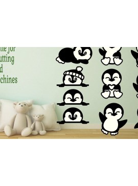 Intra απο ξύλο plywood  Χρώμα wenge 3mm-4mm πάχος - Cute Penguins Shapes File X 10 Δίασταση 30x20 cm INTRAFABR-26062710