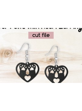 Σετ των 3 Intra απο ξύλο plywood  Χρώμα wenge 3mm-4mm πάχος - Χαριτωμένα πόδια κατοικίδιων με σκουλαρίκια καρδιά Δίασταση 3x3 cm INTRAFABR-88543758