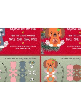 Σετ των 2 Intra απο ξύλο plywood  Χρώμα wenge 3mm-4mm πάχος - Χαριτωμένα κουτάβια | Πακέτο θήκης καραμελών Δίασταση 6x6 cm INTRAFABR-118442717