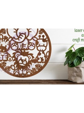 Intra απο ξύλο plywood  Χρώμα wenge 3mm-4mm πάχος - Χαριτωμένο Ζώο Ζώων Σαφάρι, Δίασταση 40x50 cm INTRAFABR-112553576