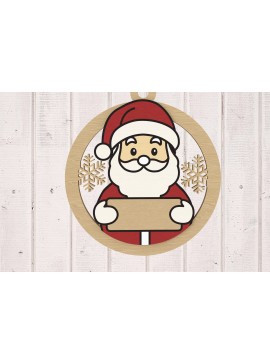 Σετ των 2 Intra απο ξύλο plywood  Χρώμα wenge 3mm-4mm πάχος - Χαριτωμένο κόψιμο με λέιζερ στολίδι του Άγιου Βασίλη Δίασταση 6x6 cm INTRAFABR-57871101