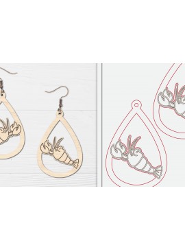 Σετ των 3 Intra απο ξύλο plywood  Χρώμα wenge 3mm-4mm πάχος - Χαριτωμένα θαλάσσια σκουλαρίκια με λέιζερ Δίασταση 3x3 cm INTRAFABR-100019792