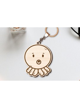 Σετ των 2 Intra απο ξύλο plywood  Χρώμα wenge 3mm-4mm πάχος - Χαριτωμένο θαλάσσιο μπρελόκ Δίασταση 4x4 cm INTRAFABR-119764087