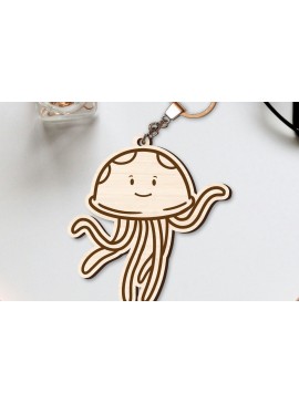 Σετ των 2 Intra απο ξύλο plywood  Χρώμα wenge 3mm-4mm πάχος - Χαριτωμένο θαλάσσιο μπρελόκ Δίασταση 4x4 cm INTRAFABR-109410063