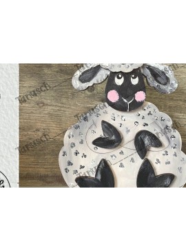 Σετ των 2 Intra απο ξύλο plywood  Χρώμα wenge 3mm-4mm πάχος - Cute Sheep Δίασταση 6x6 cm INTRAFABR-69673789