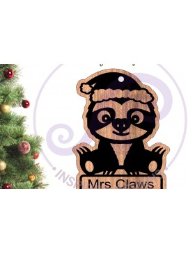 Σετ των 2 Intra απο ξύλο plywood  Χρώμα wenge 3mm-4mm πάχος - Χαριτωμένο χριστουγεννιάτικο στολίδι Sloth Laser Δίασταση 6x6 cm INTRAFABR-69674596