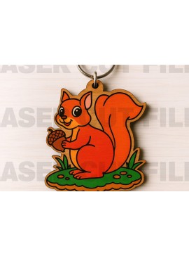 Σετ των 2 Intra απο ξύλο plywood  Χρώμα wenge 3mm-4mm πάχος - Μπρελόκ Cute Squirrel Δίασταση 4x4 cm INTRAFABR-69674785
