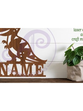 Intra απο ξύλο plywood  Χρώμα wenge 3mm-4mm πάχος - Cute T Rex Σήμα ονόματος Δίασταση 30x20 cm INTRAFABR-72700386
