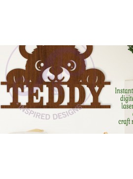 Intra απο ξύλο plywood  Χρώμα wenge 3mm-4mm πάχος - Χαριτωμένο αρκουδάκι με όνομα Δίασταση 30x20 cm INTRAFABR-123180269