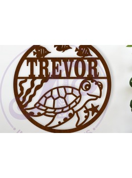 Intra απο ξύλο plywood  Χρώμα wenge 3mm-4mm πάχος - Επιγραφή τοίχου με όνομα χαριτωμένη χελώνα, Δίασταση 40x50 cm INTRAFABR-88419979