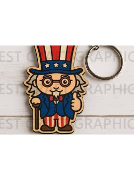 Σετ των 2 Intra απο ξύλο plywood  Χρώμα wenge 3mm-4mm πάχος - Χαριτωμένος θείος Sam Keychain Δίασταση 4x4 cm INTRAFABR-82458393