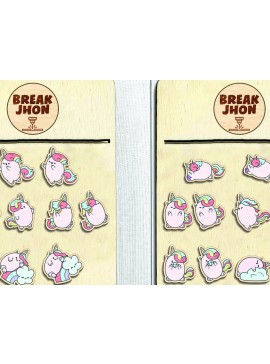 Σετ των 3 Intra απο ξύλο plywood  Χρώμα wenge 3mm-4mm πάχος - Χαριτωμένο σκουλαρίκι Unicorn Stud -Break Jhon Δίασταση 3x3 cm INTRAFABR-52663416