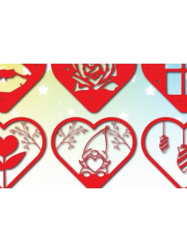 Intra απο ξύλο plywood  Χρώμα wenge 3mm-4mm πάχος - Πακέτο υ Cute Valentine Heart Cut Δίασταση 25x25 cm INTRAFABR-39074700