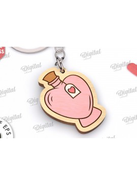 Σετ των 2 Intra απο ξύλο plywood  Χρώμα wenge 3mm-4mm πάχος - Χαριτωμένο μπρελόκ Αγίου Βαλεντίνου Δίασταση 4x4 cm INTRAFABR-121227622