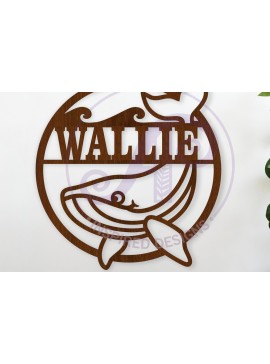 Intra απο ξύλο plywood  Χρώμα wenge 3mm-4mm πάχος - Χαριτωμένο όνομα Φάλαινας Επιγραφή τοίχου, Δίασταση 40x50 cm INTRAFABR-111225701