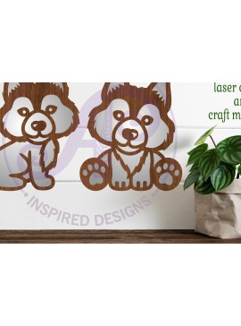 Intra απο ξύλο plywood  Χρώμα wenge 3mm-4mm πάχος - Cute Wolf Two Laser Laser Κόψτε το Δίασταση 30x20 cm INTRAFABR-111225288
