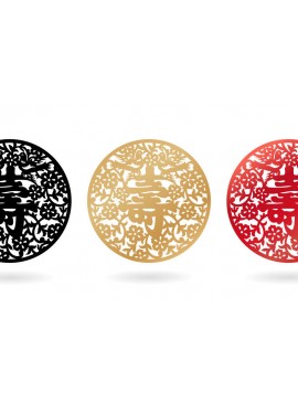 Σετ των 2 Intra απο ξύλο plywood  Χρώμα wenge 3mm-4mm πάχος - στολίδι κινέζικο χαρακτήρα Δίασταση 6x6 cm INTRAFABR-120847824