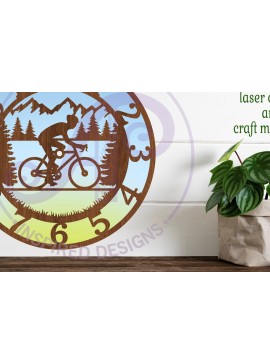 Intra απο ξύλο plywood  Χρώμα wenge 3mm-4mm πάχος - Πρότυπο κοπής λέιζερ ρολογιού τοίχου ποδηλασίας Δίασταση 30x20 cm INTRAFABR-120966955