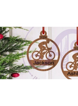 Σετ των 2 Intra απο ξύλο plywood  Χρώμα wenge 3mm-4mm πάχος - Ποδηλάτης Χριστουγεννιάτικο Στολίδι Δίασταση 6x6 cm INTRAFABR-120097184