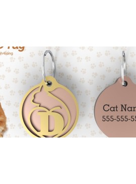 Σετ των 2 Intra απο ξύλο plywood  Χρώμα wenge 3mm-4mm πάχος - D | Ετικέτα αναγνώρισης γάτας | κοπής με λέιζερ | Δίασταση 20x20 cm INTRAFABR-120966946