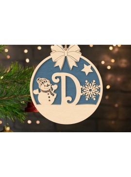 Σετ των 2 Intra απο ξύλο plywood  Χρώμα wenge 3mm-4mm πάχος - D Αρχικό Χριστουγεννιάτικο Στολίδι Δίασταση 6x6 cm INTRAFABR-120966949