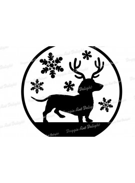 Σετ των 2 Intra απο ξύλο plywood  Χρώμα wenge 3mm-4mm πάχος - Χριστουγεννιάτικο Στολίδι Σκύλου Dachshund Dxf Δίασταση 6x6 cm INTRAFABR-109301259