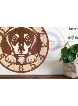 Intra απο ξύλο plywood  Χρώμα wenge 3mm-4mm πάχος - Dachshund Dog Clock Files, Δίασταση 30x20 cm INTRAFABR-109300941