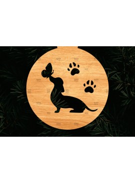 Σετ των 2 Intra απο ξύλο plywood  Χρώμα wenge 3mm-4mm πάχος - Στολίδι Dachshund Memorial Δίασταση 6x6 cm INTRAFABR-116834524