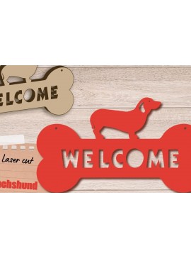 Σετ των 2 Intra απο ξύλο plywood  Χρώμα wenge 3mm-4mm πάχος - Σήμα καλωσορίσματος Dachshund, για Dog Lover Δίασταση 20x20 cm INTRAFABR-63380210