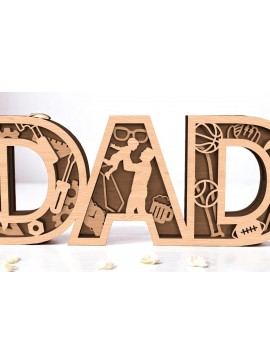Intra απο ξύλο plywood  Χρώμα wenge 3mm-4mm πάχος - Dad 3D Layered Father's Day Δίασταση 30x20 cm INTRAFABR-64461088